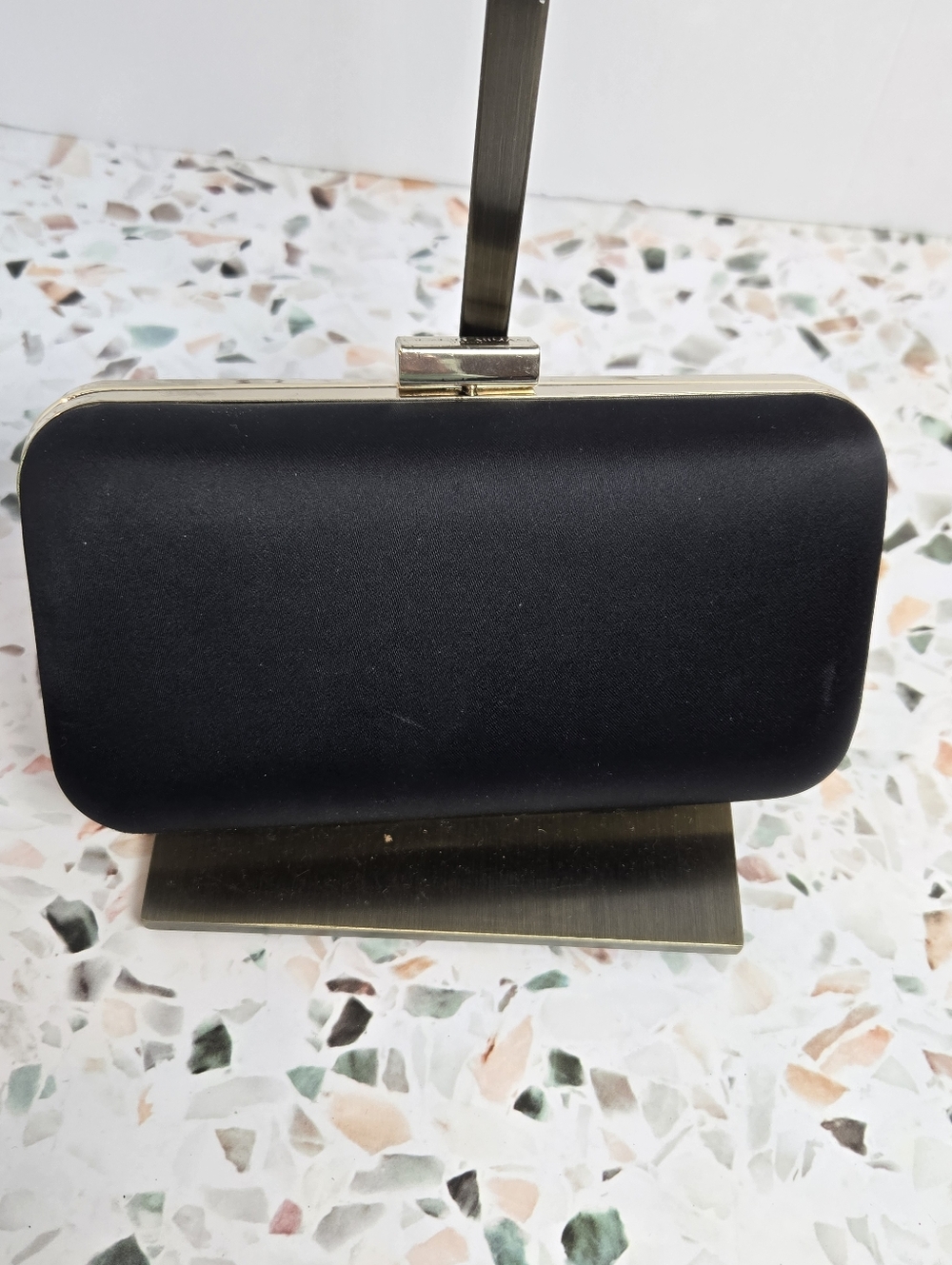 GIORGIO ARMANI Black Gold Cosmetic Perfume Case Vanity Hard Shell Clutch Purse